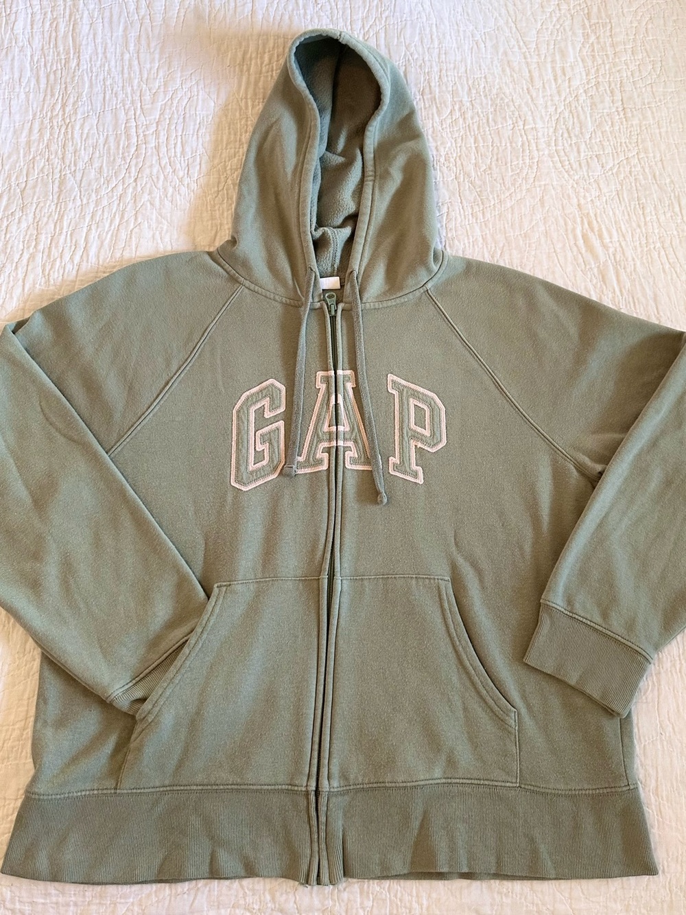 GAP Sage Green and Pink Zip-Up Hoodie Jacket size Large